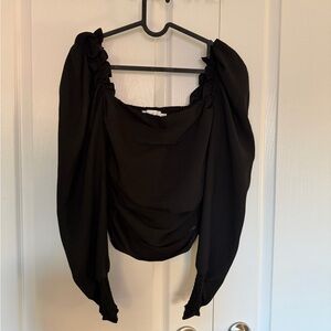 Astr Black Ruched Blouse